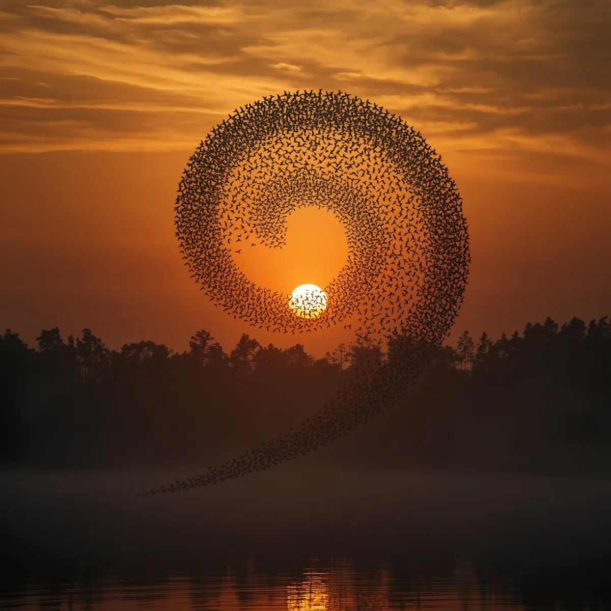 Mistiger Waldpfad mit goldenem Lichtschein — Symbol für Synchronizität